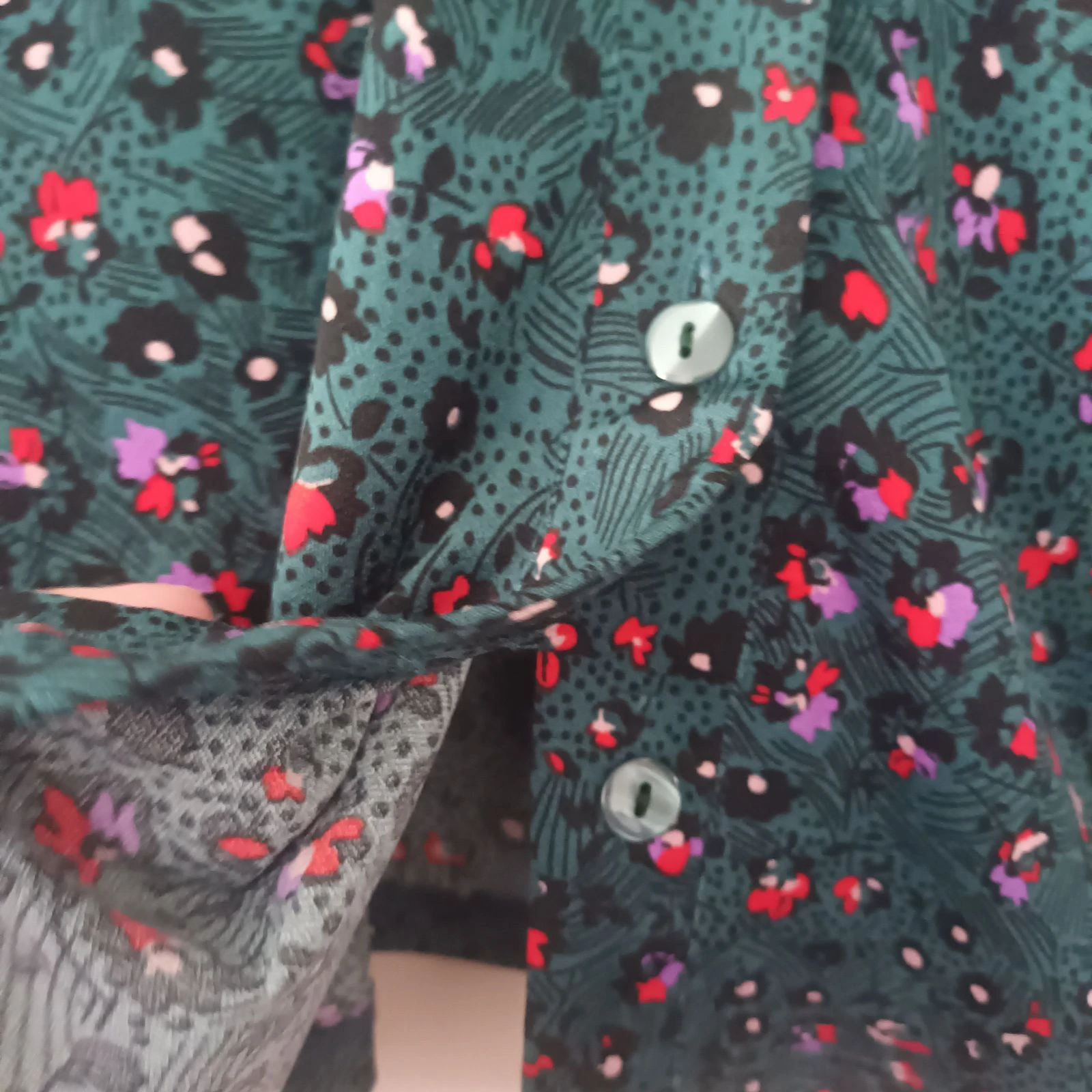Bloemenblouse GÉMO – Maat 38 (M) – Eenden Groen / Transparante mouwen – photo 10
